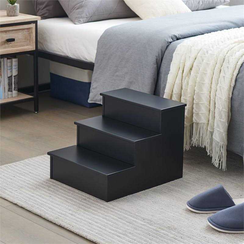 Pilaster Designs Stutler 14 3-step Modern Wood Bedroom step Stool HASS-34 - MT - Mrs Treak