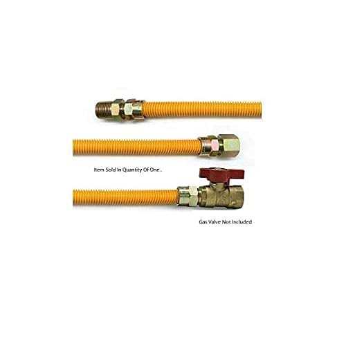 EZ-Fluid Stainless Steel Corrugated Yellow Epoxy Coated 1/2 MIP x 1/2 FIP Gas Flex,Flexible Natural Gas Connector Hose Supply Line For Gas - MT - Mrs Treak