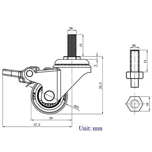 Norgail 1 Inch Small Tiny Shopping Cart Wheel Replacement Swivel Caste - MT - Mrs Treak