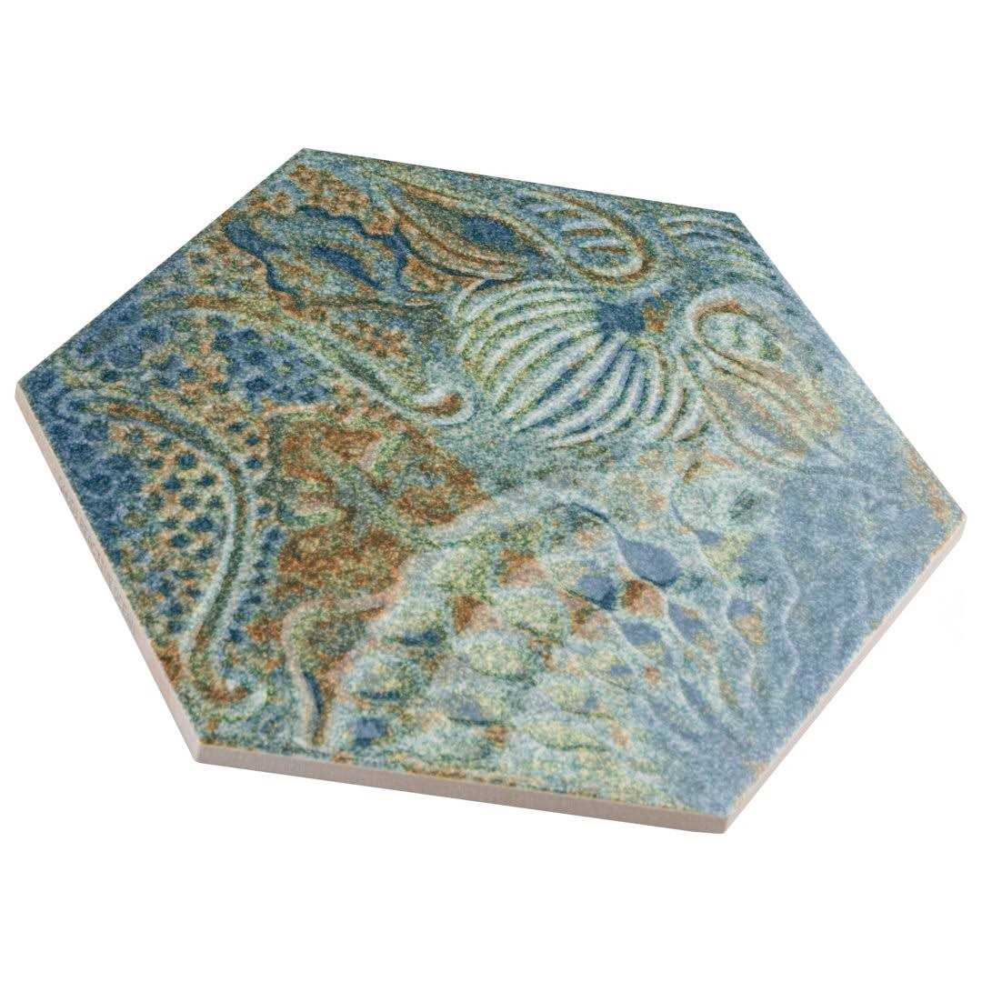 Merola Tile Gaudi React Hex Ocean 8-5/8 x 9-7/8 Porcelain Floor and Wall Tile - MT - Mrs Treak