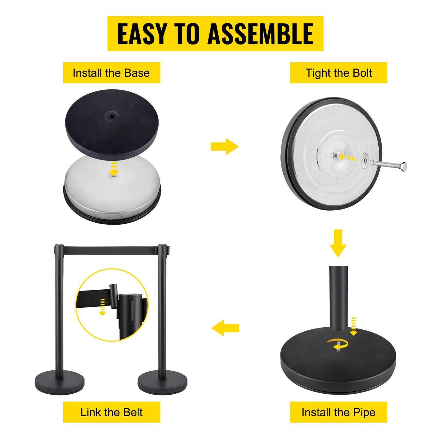 VEVOR Crowd Control Stanchion Set, Stanchion Set with 6.6 ft/2 m - MT - Mrs Treak