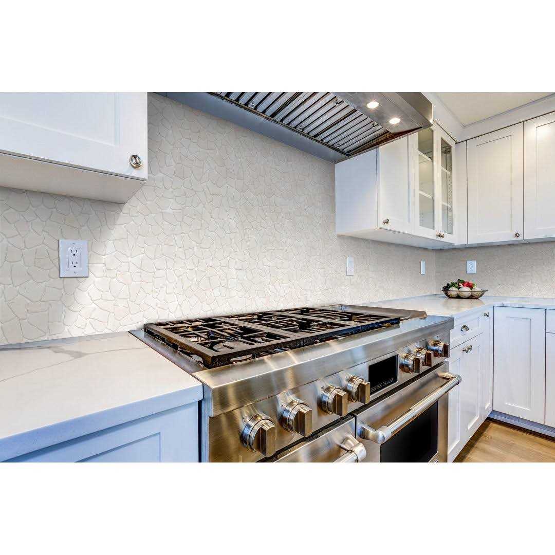 Tile Connection Fit Tile White 11 in. x 11 in. x 9.5 mm Indonesian Marble Mesh-Mounted Mosaic - MT - Mrs Treak