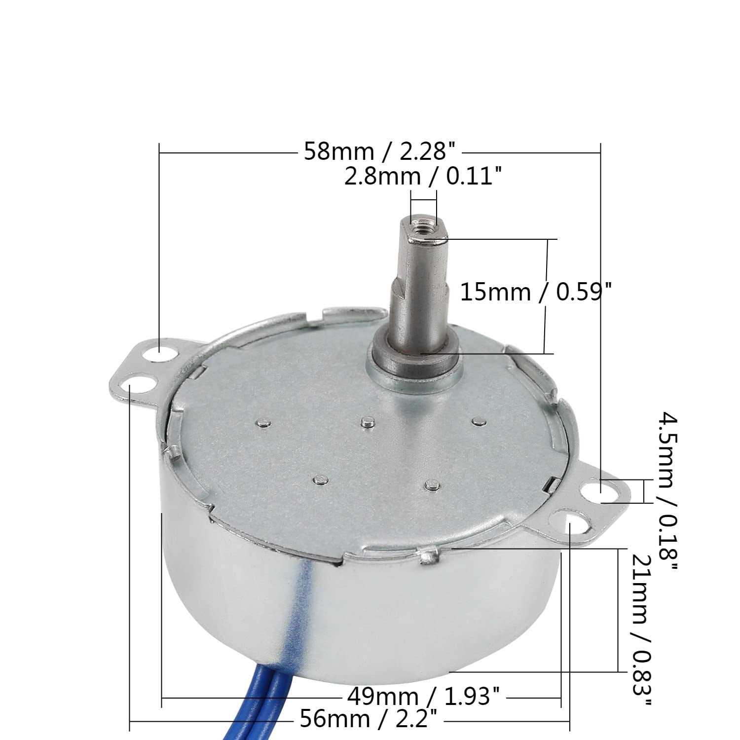 Fielect Synchronous Motor AC 110V Turntable Motor CW/CCW Direction 4W TYC-50 Double Flat Tapping Shaft - MT - Mrs Treak