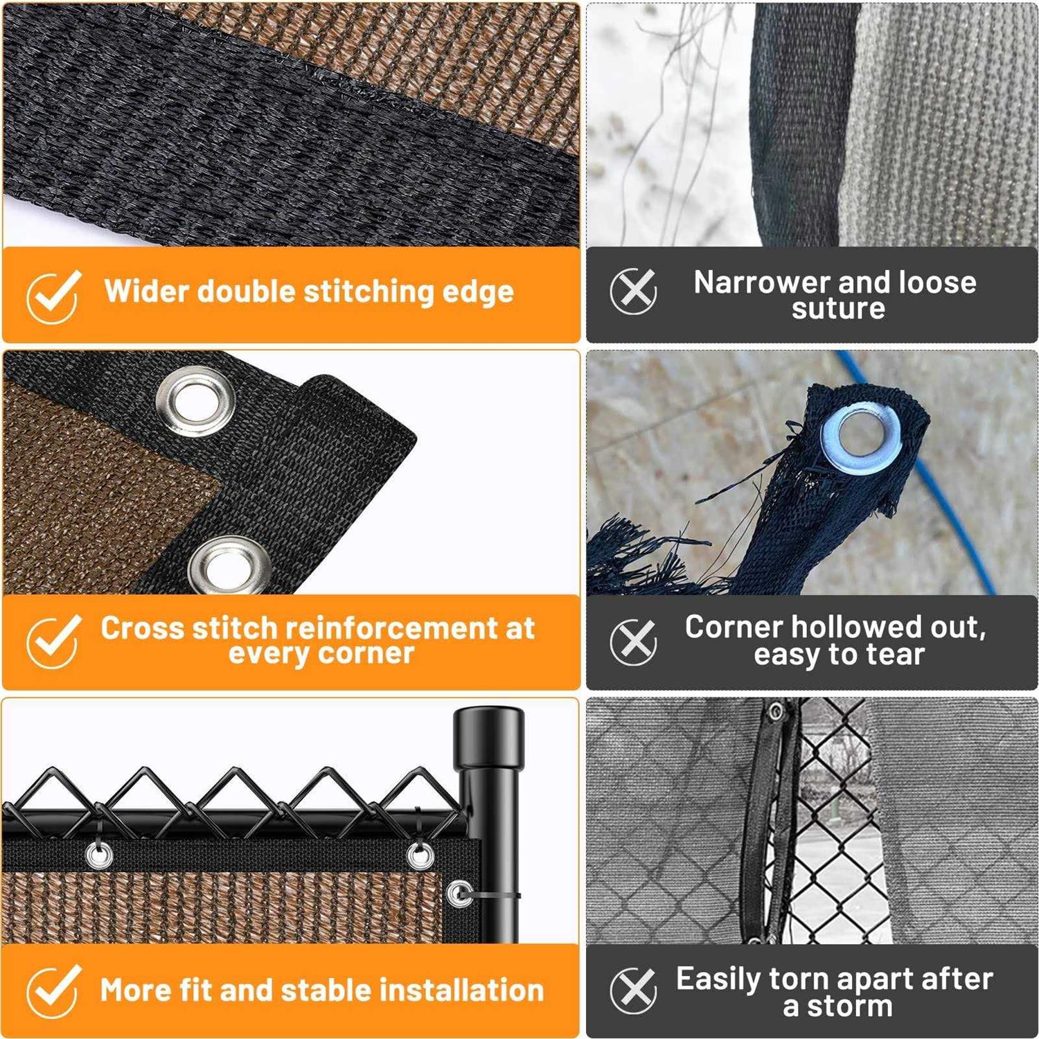 Winpull 6FT x 50FT Privacy Screen Fence Heavy Duty 170GSM Fencing Mesh Shade Net Cover Nickel-Plated Copper Grommets - MT - Mrs Treak