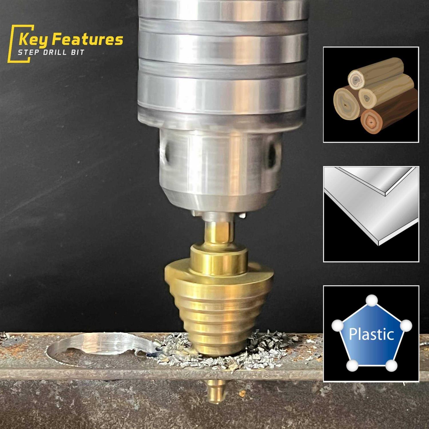 Step Drill Bit for Metal Step Drill Bit CORTOOL Titanium High Speed Steel Step Drill Bit Set - MT - Mrs Treak