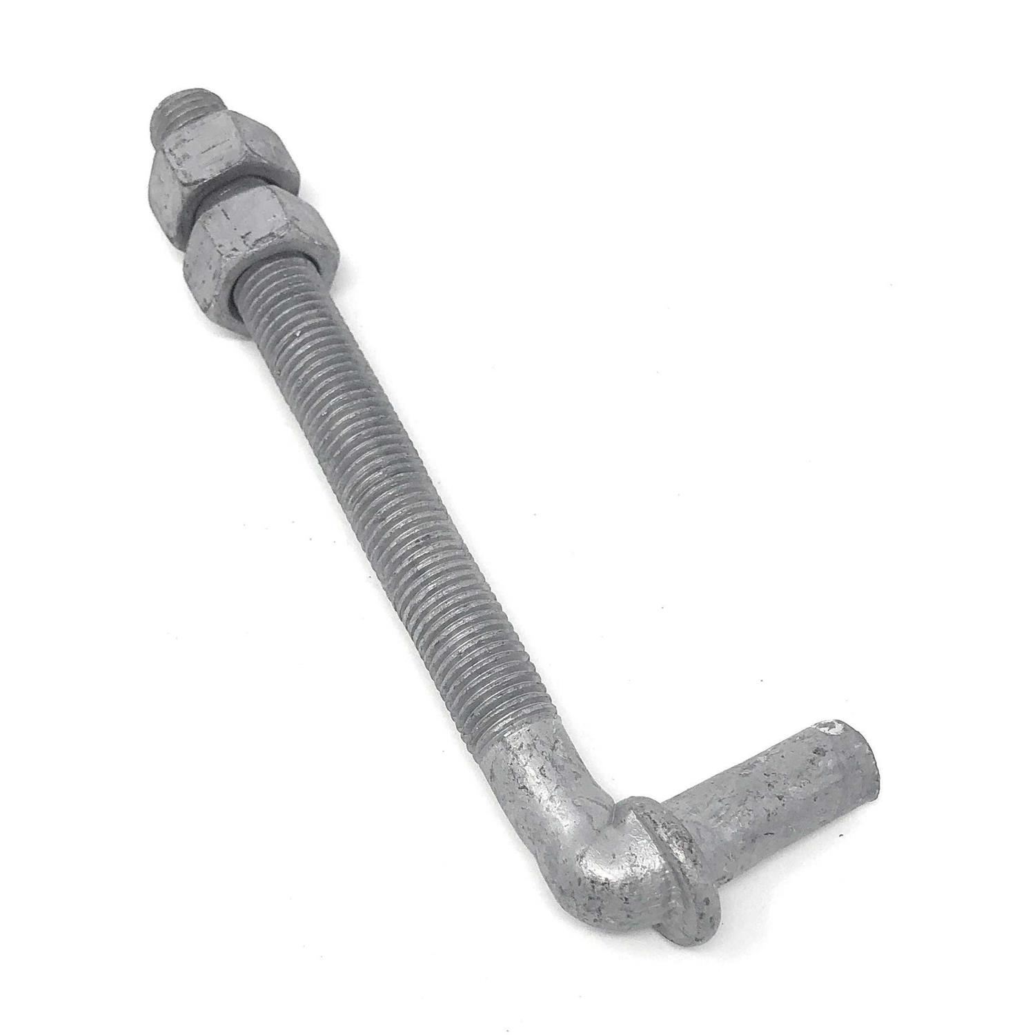 FENCESMART4U J-bolt galvanized with 2 nuts attached 2 pc pack 5/8 x 4-1/2 - MT - Mrs Treak