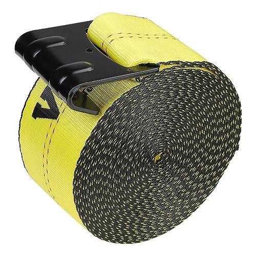 VEVOR Truck Straps 4 inchx30′ Winch Straps with a Flat Hook Flatbed Tie Downs 15400lbs Load Capacity Flatbed Strap Cargo Control for Flatbeds - MT - Mrs Treak