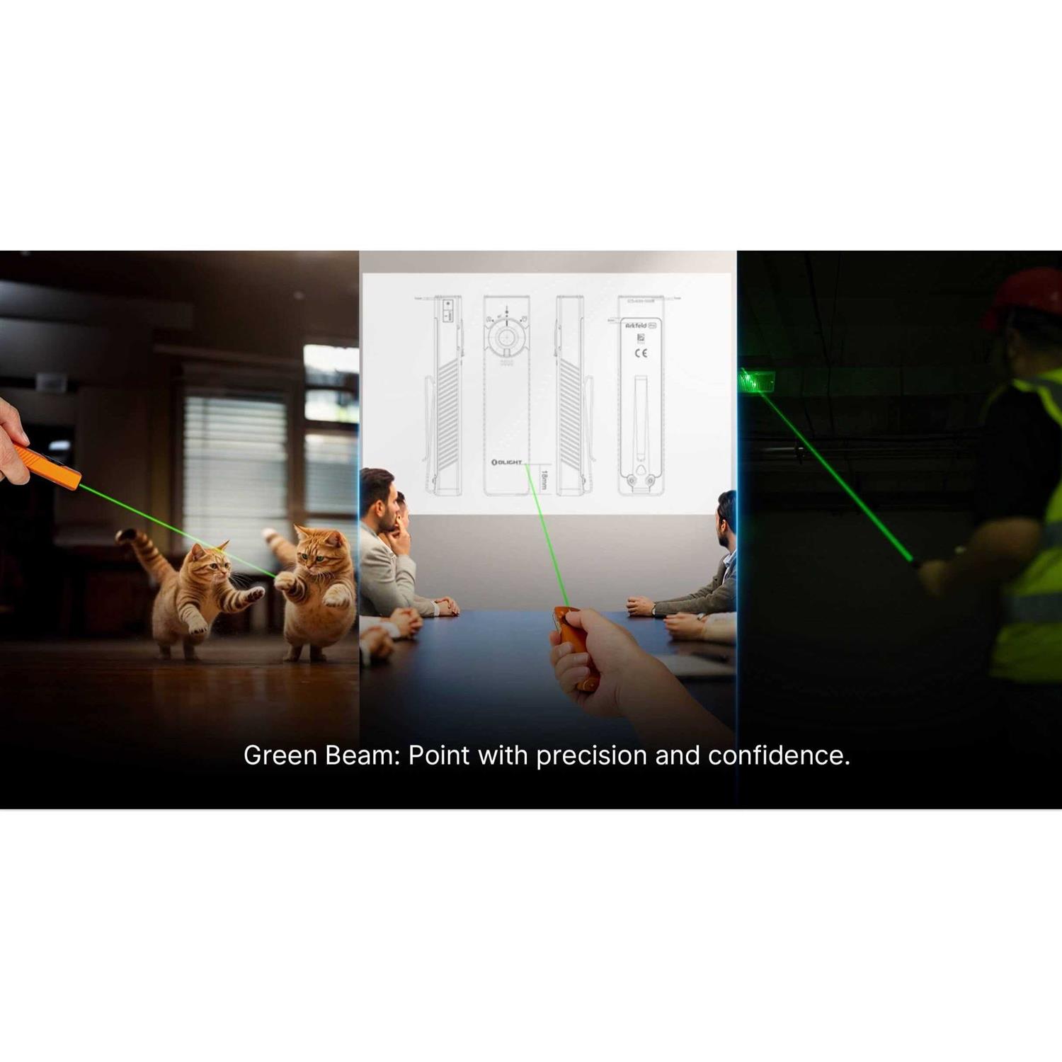 Olight Arkfeld Flat Flashlight with Green Laser & White Light - MT - Mrs Treak