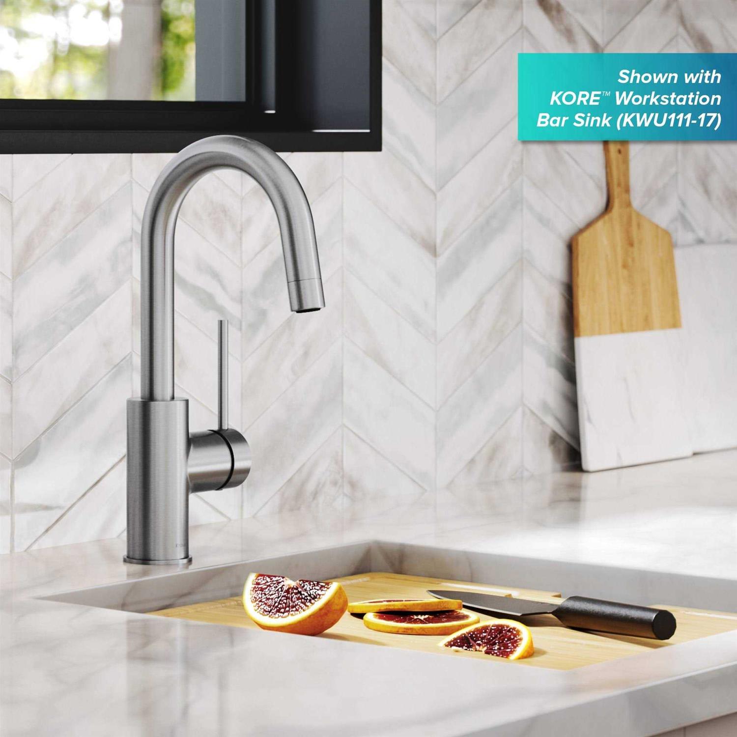 Kraus Oletto Single Handle Kitchen Bar Faucet with QuickDock Top Mount Assembly KPF-2600BB - MT - Mrs Treak