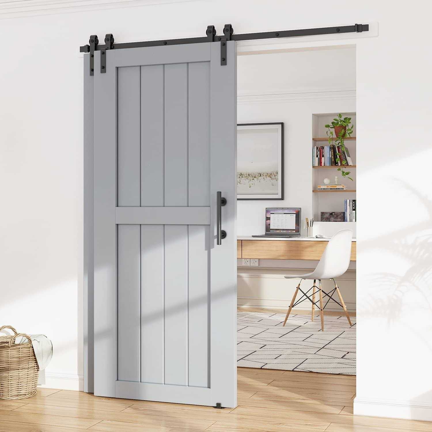 WINSOON Single Track Bypass Barn Door Hardware Double Doors Kit - MT - Mrs Treak