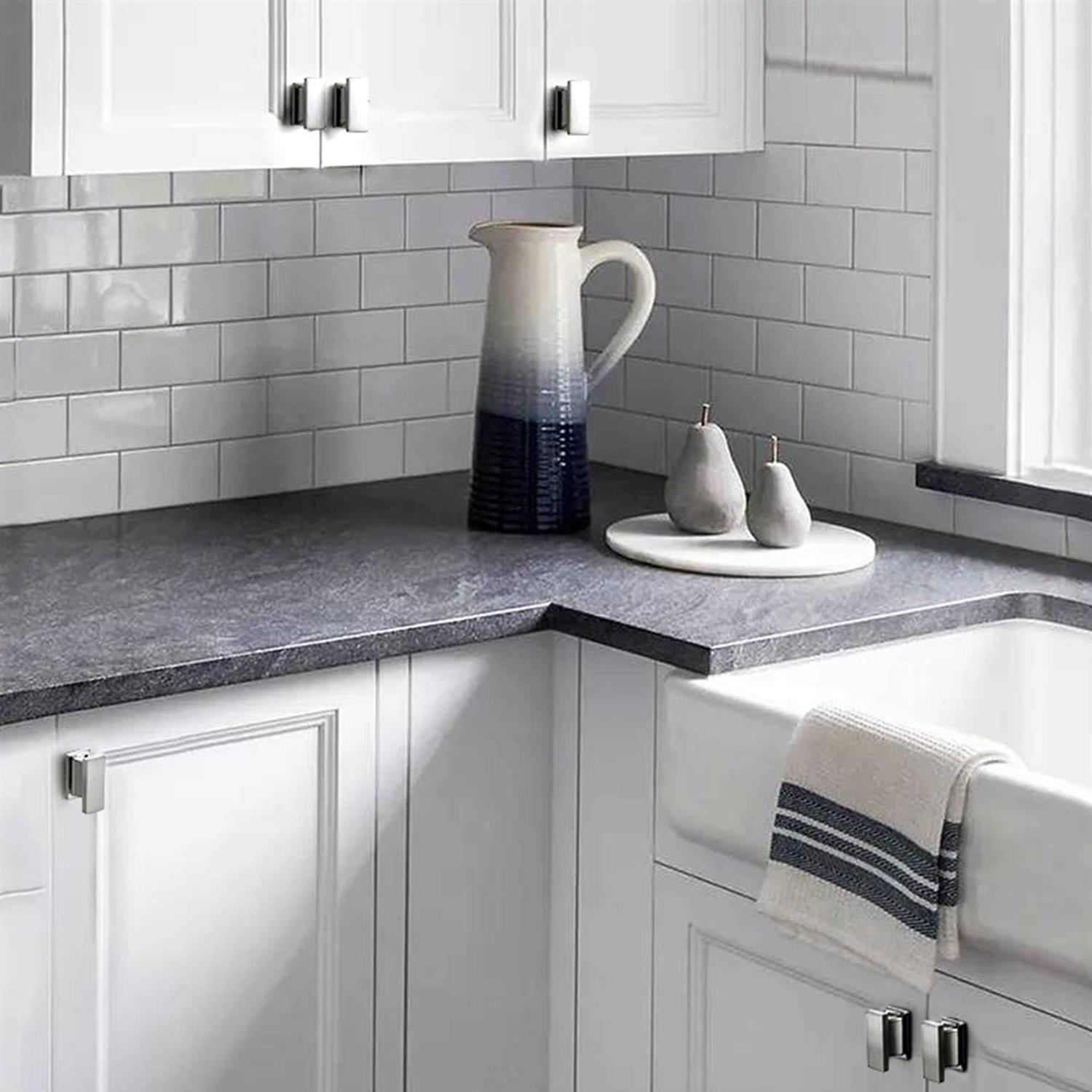 VEHCIL Square Cabinet Knobs Brushed Nickel Single Hole Silver Kitchen Cabinet Knobs Cabinet Handles Hardware for Cupboard Closet Bathroom - MT - Mrs Treak