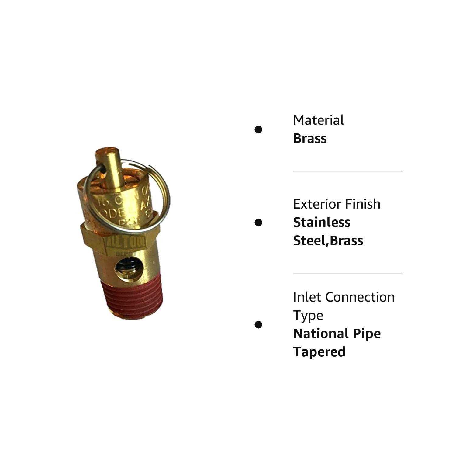 New 1/4 NPT PSI SCFM Air Compressor Relief Pressure Safety Valve - MT - Mrs Treak
