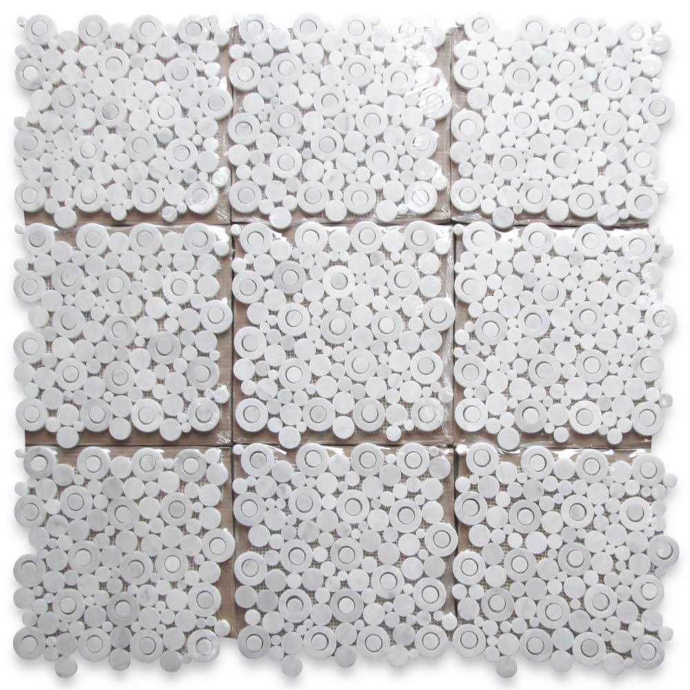 Marble Online Carrara Venato Marble Daisy Flower Mosaic Tile - MT - Mrs Treak