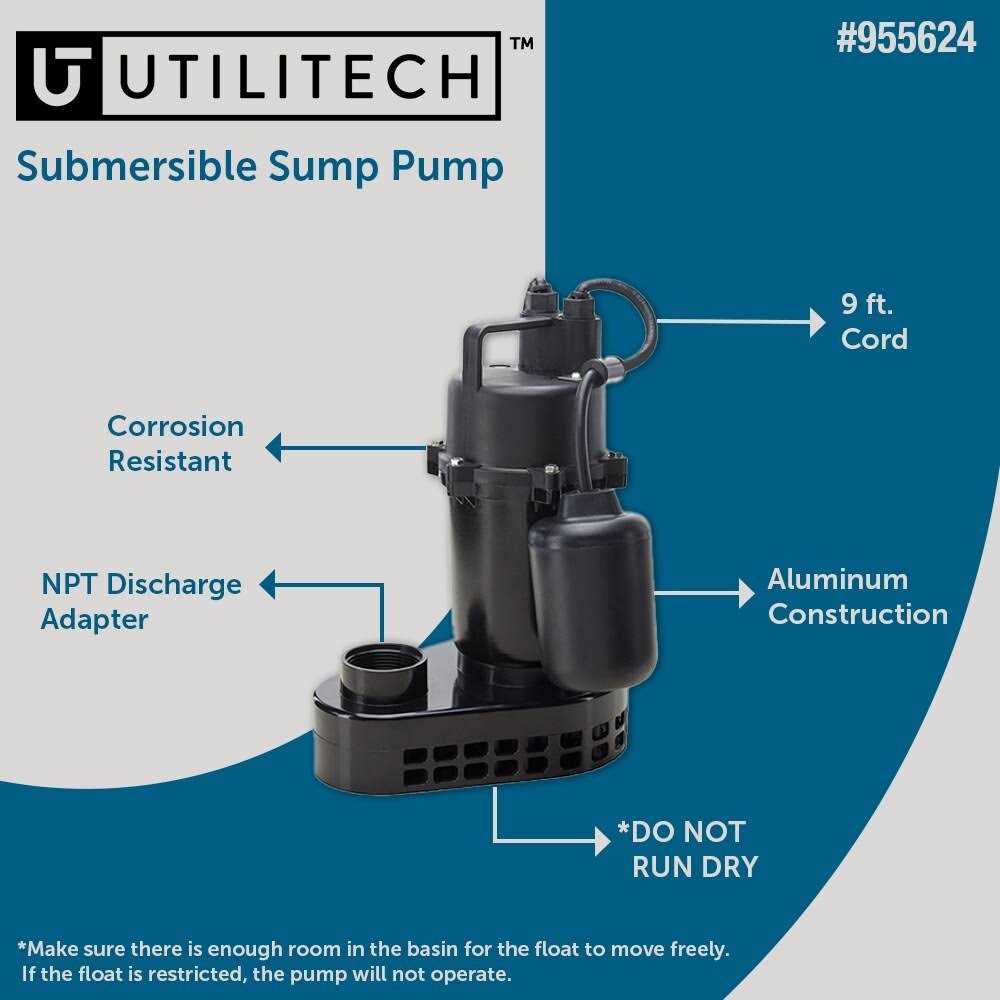 Utilitech 0.33-HP Thermoplastic Submersible Utility Pump 148002 - MT - Mrs Treak