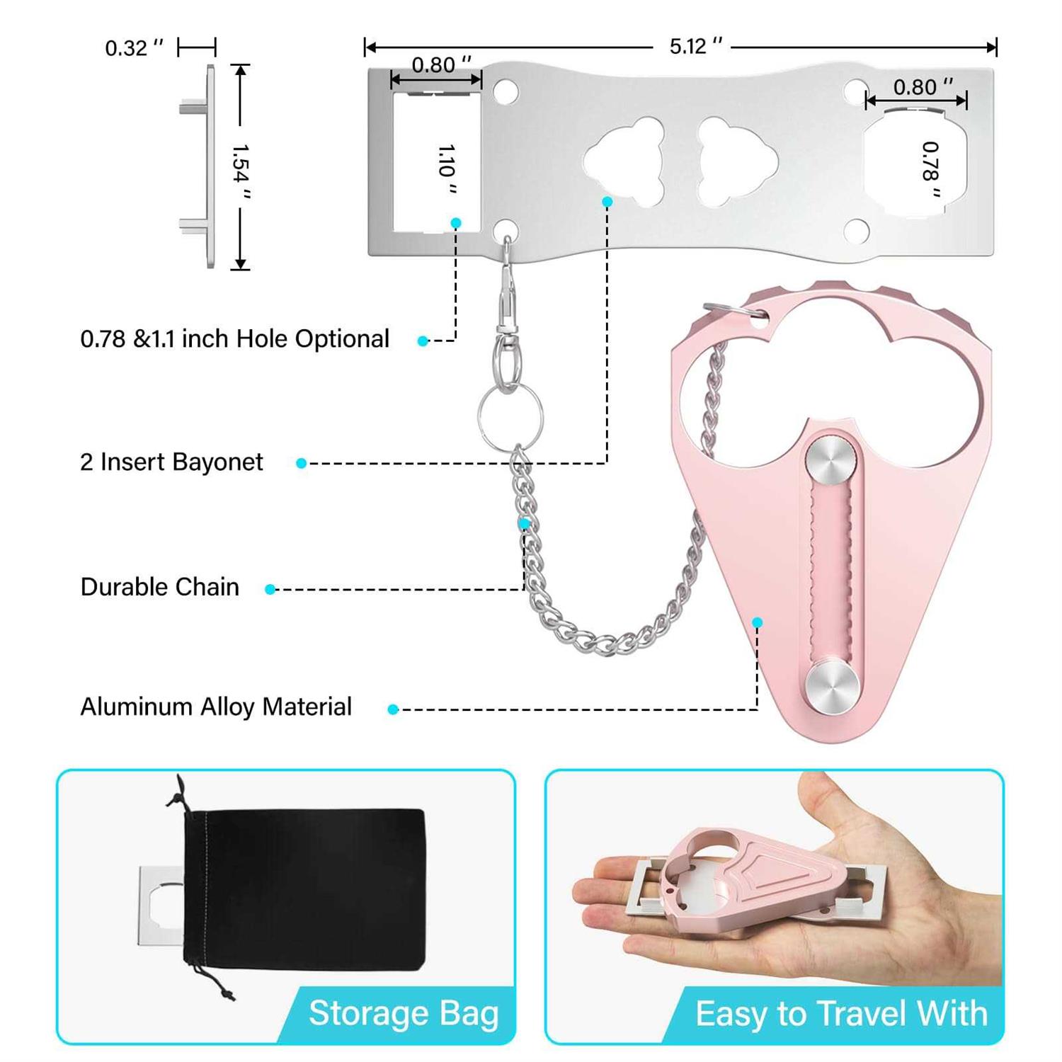 Portable Door Lock for Travel Improved Travel Door Lock Hotel Door Lock Apartment Security Device Door Perfect for Traveling Hotel Apartment - MT - Mrs Treak