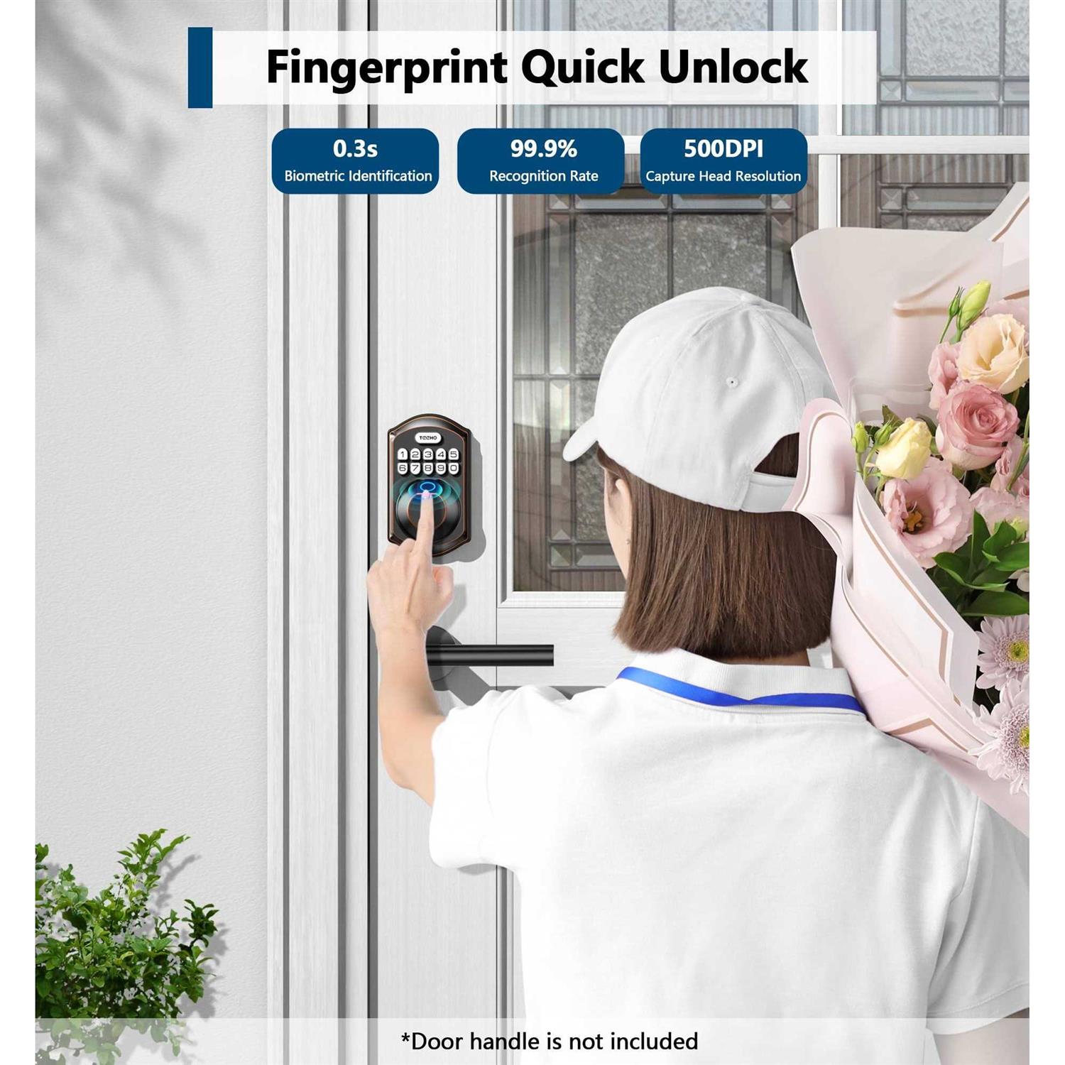 TEEHO TE002 Fingerprint Door Lock Keyless Entry Door Lock with Keypad - MT - Mrs Treak