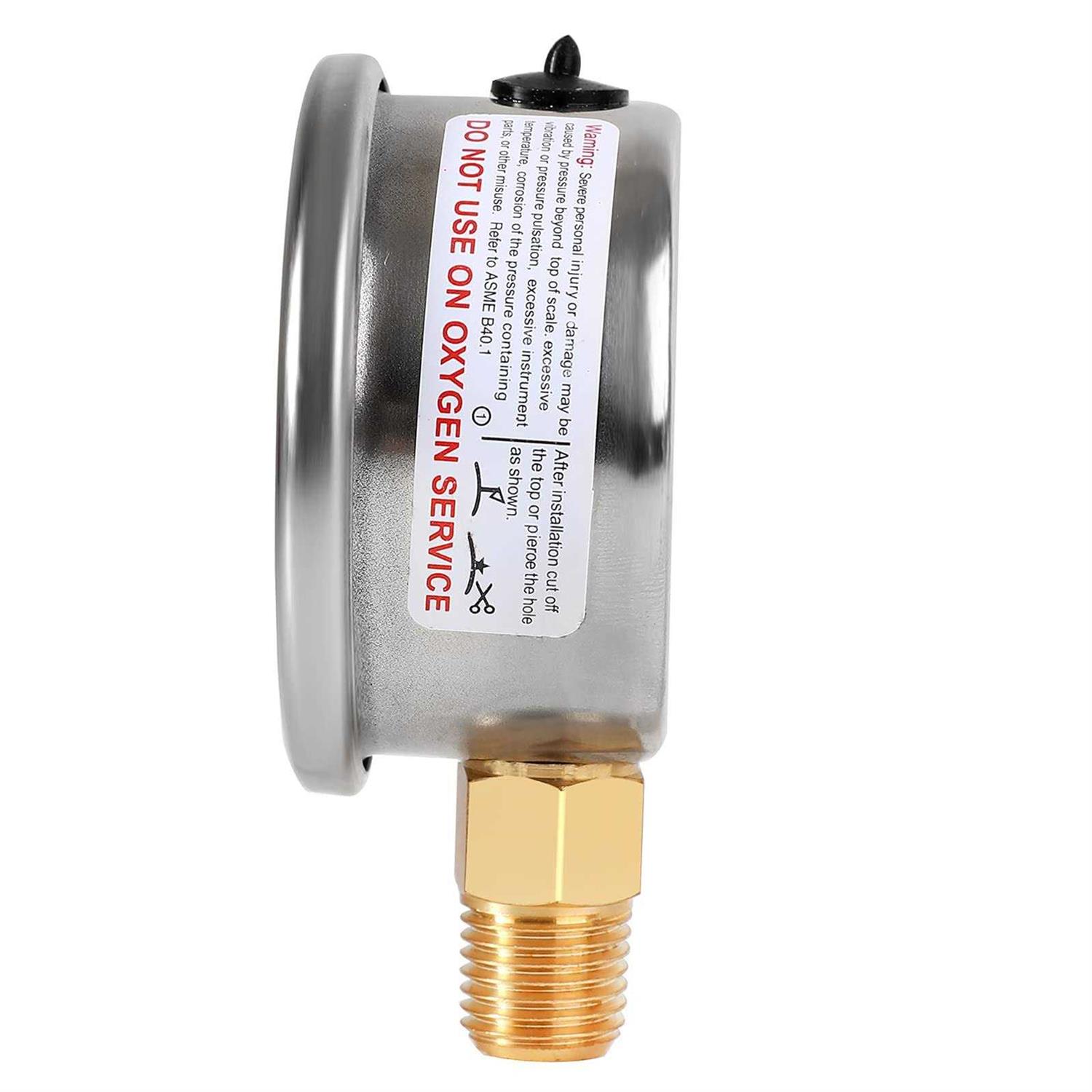 Uharbour Glycerin Filled Pressure Gauge Stainless Steel Case - MT - Mrs Treak