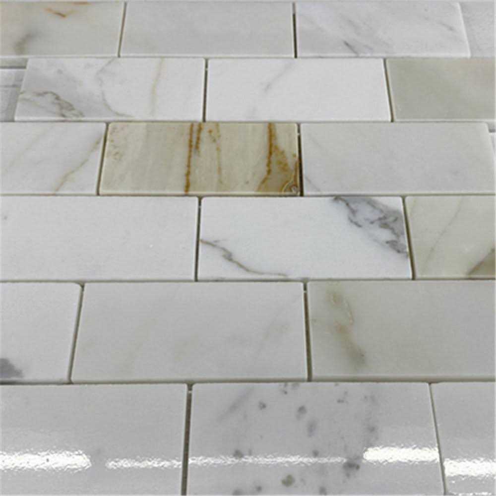 Marble Online Calacatta Gold 2×4 Brick Subway Calcutta Marble Mosaic Tile - MT - Mrs Treak