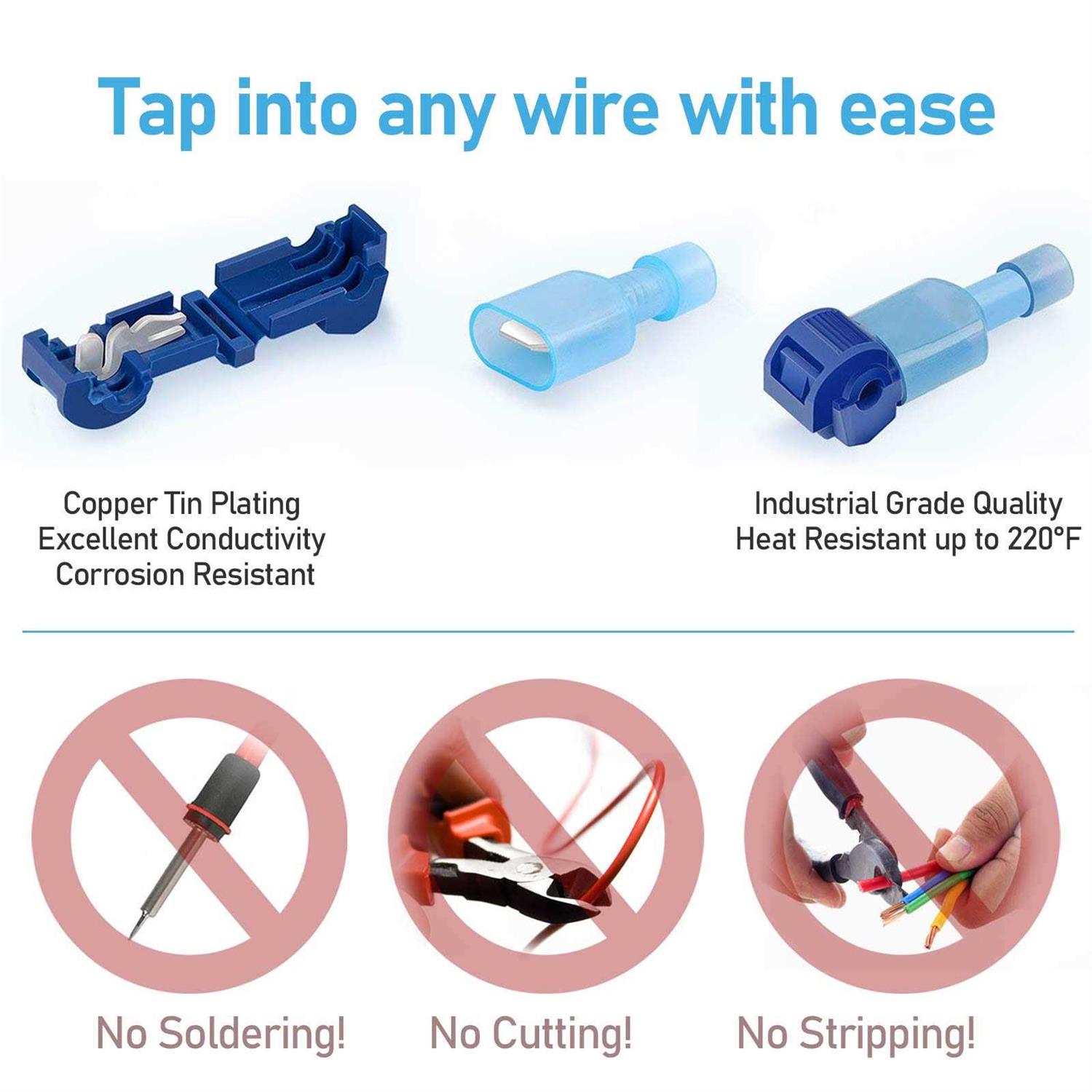 TICONN T-Tap Wire Connectors Self-Stripping Quick Splice Electrical Wire Terminals - MT - Mrs Treak