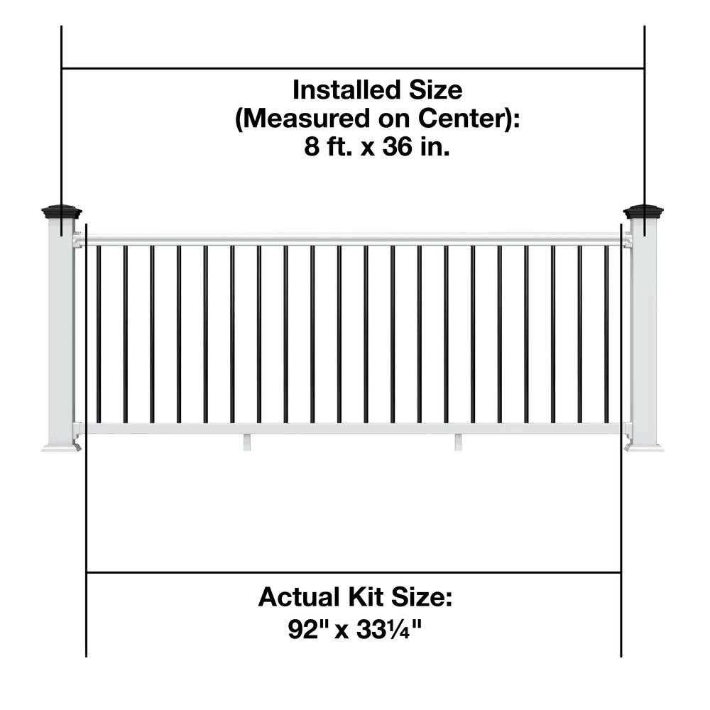 Veranda Traditional 36 in. White PolyComposite Rail Kit with Black Metal Balusters - MT - Mrs Treak