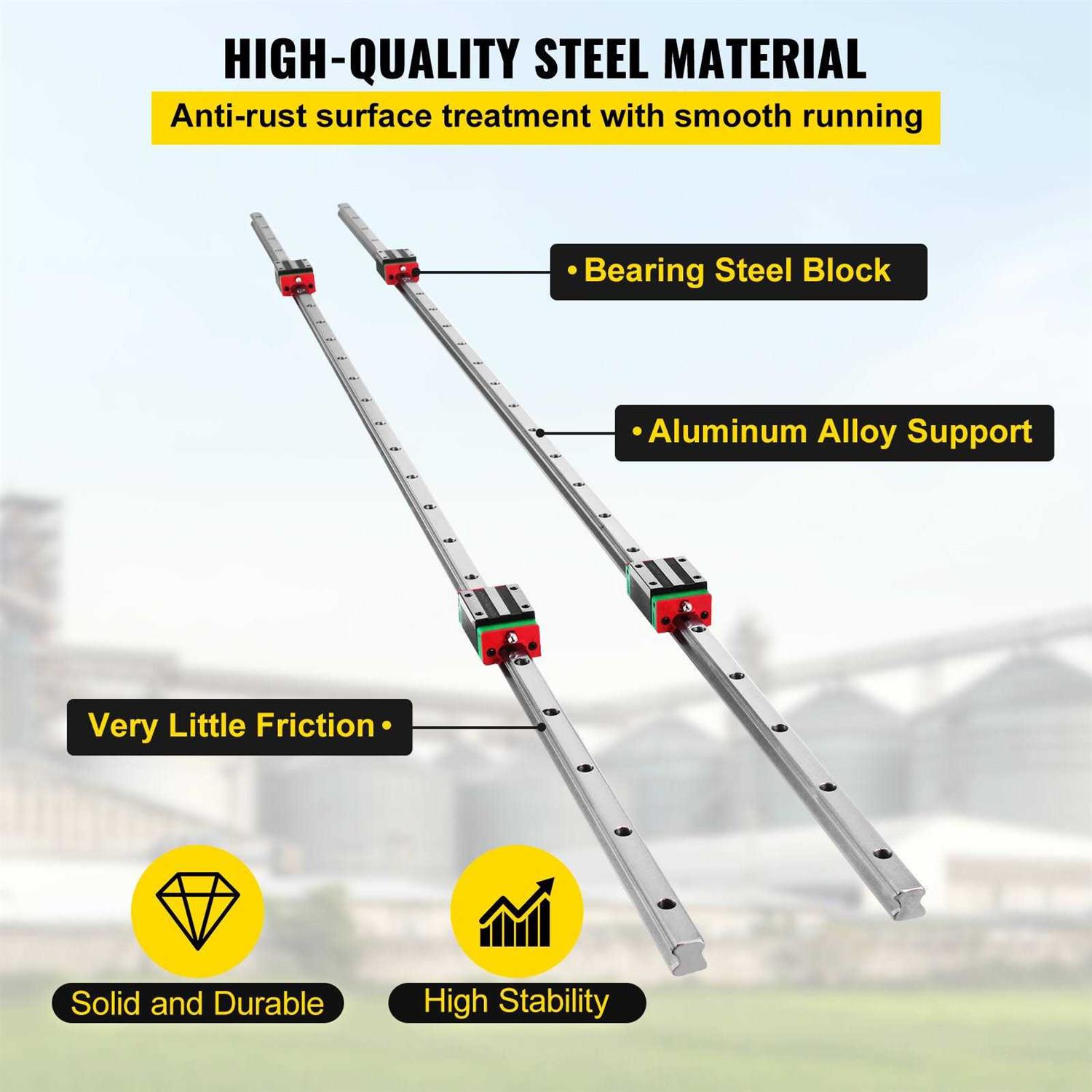 VEVOR Linear Rail 2PCS SBR16-800mm Linear Slide Guide 2 Pcs Rail 4 Pcs SBR16UU Bearing Block for Automated Machines and Equipments - MT - Mrs Treak