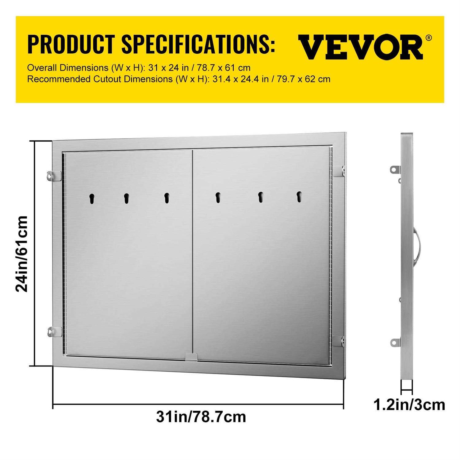 VEVOR Outdoor Kitchen Doors H Double BBQ Door Stainless Steel BBQ Access Door - MT - Mrs Treak