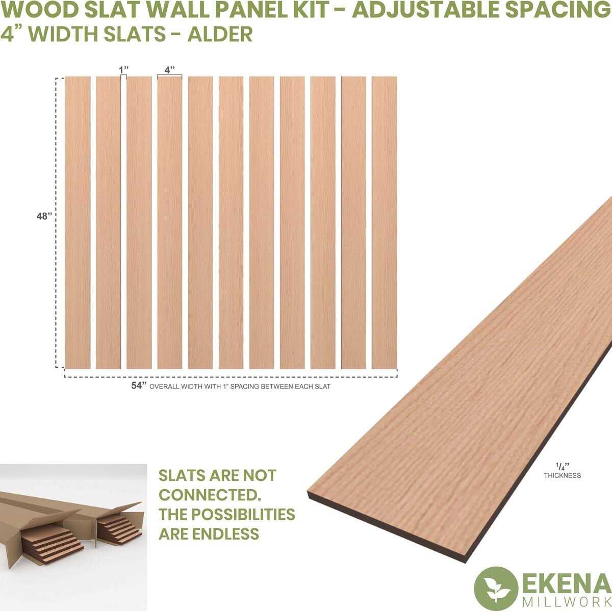 Ekena Millwork Adjustable Wood Slat Wall Panel Kit Slats - MT - Mrs Treak