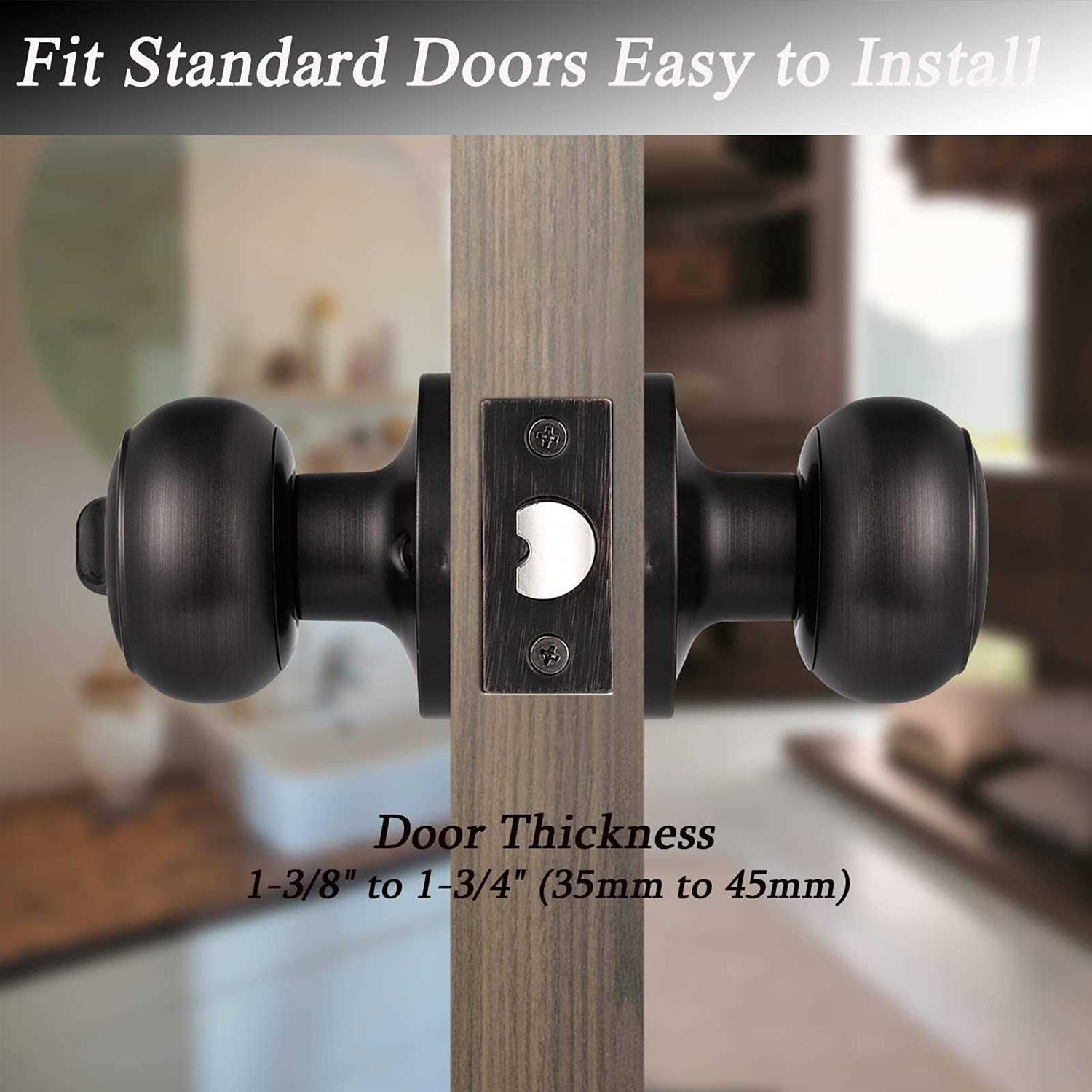 Probrico 10 pack Interior Bathroom Privacy Keyless Doorknobs Door Lock Lockset in Oil Rubbed Bronze - MT - Mrs Treak