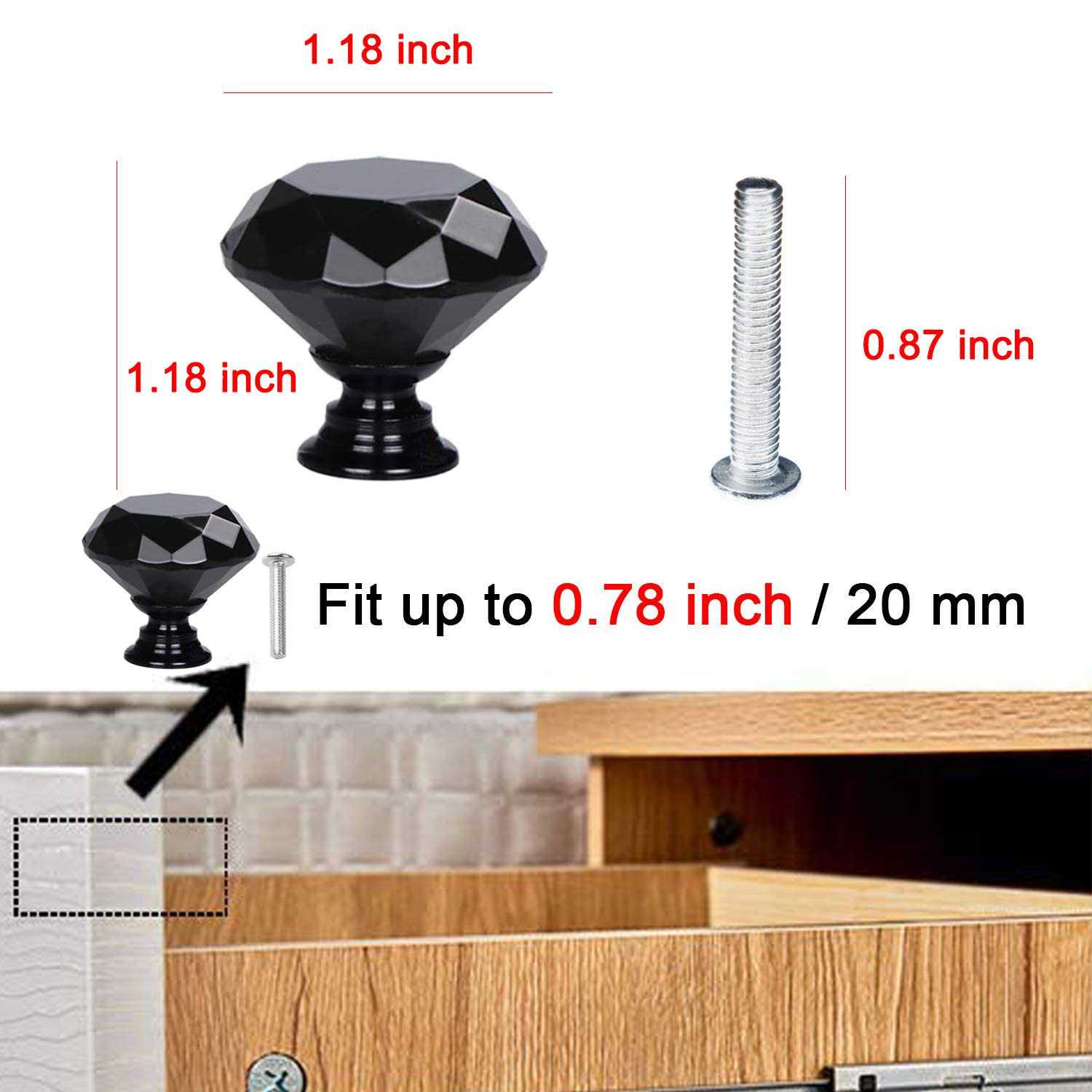 Yourgift Drawer Knobs Diamond Shaped Crystal Glass 30mm Cabinet Knobs Pull Handles - Mrs Treak