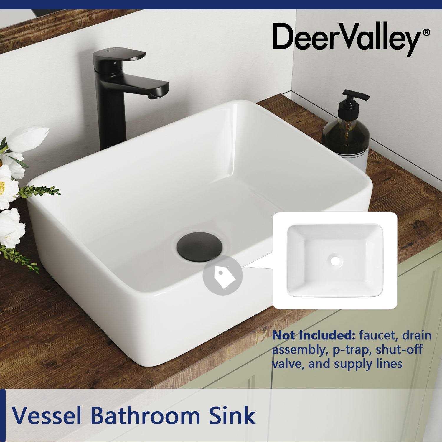 DeerValley DV-1V0011 Horizon 15.75 Ceramic Oval Vessel Bathroom Sink - MT - Mrs Treak