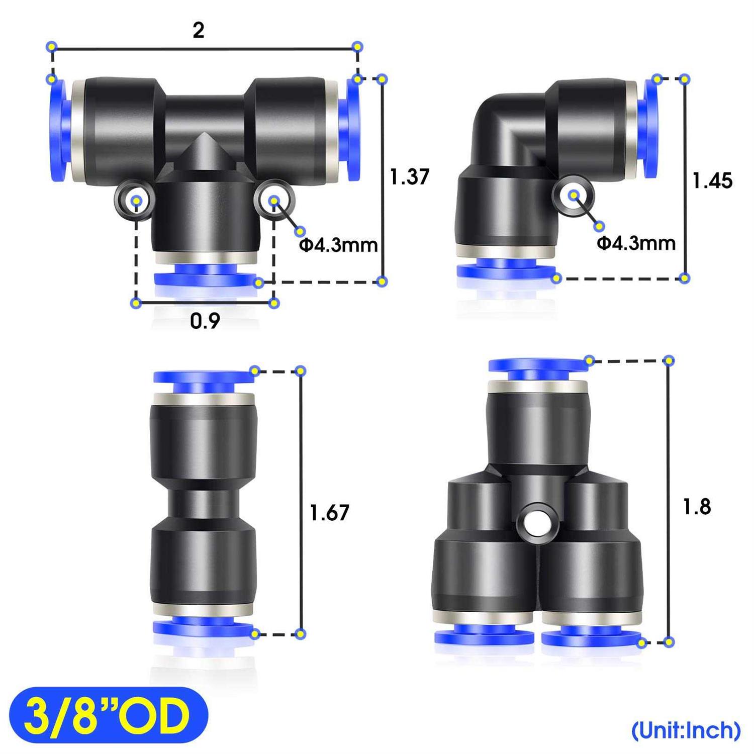 Tailonz Pneumatic od Push to Connect Fittings Pneumatic Fittings Kit Straight - MT - Mrs Treak