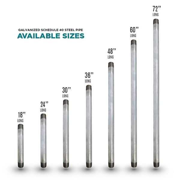 The Plumber&s Choice 1 in. x 60 in. Galvanized Steel Pipe 1060PGL - MT - Mrs Treak
