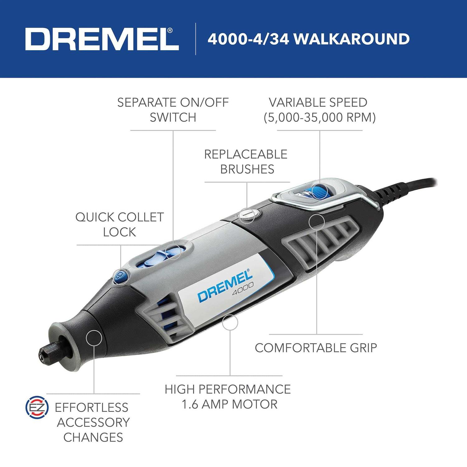 Dremel 4000-4/34 High Performance Rotary Tool Kit with Variable Speed Rotary 4 - MT - Mrs Treak