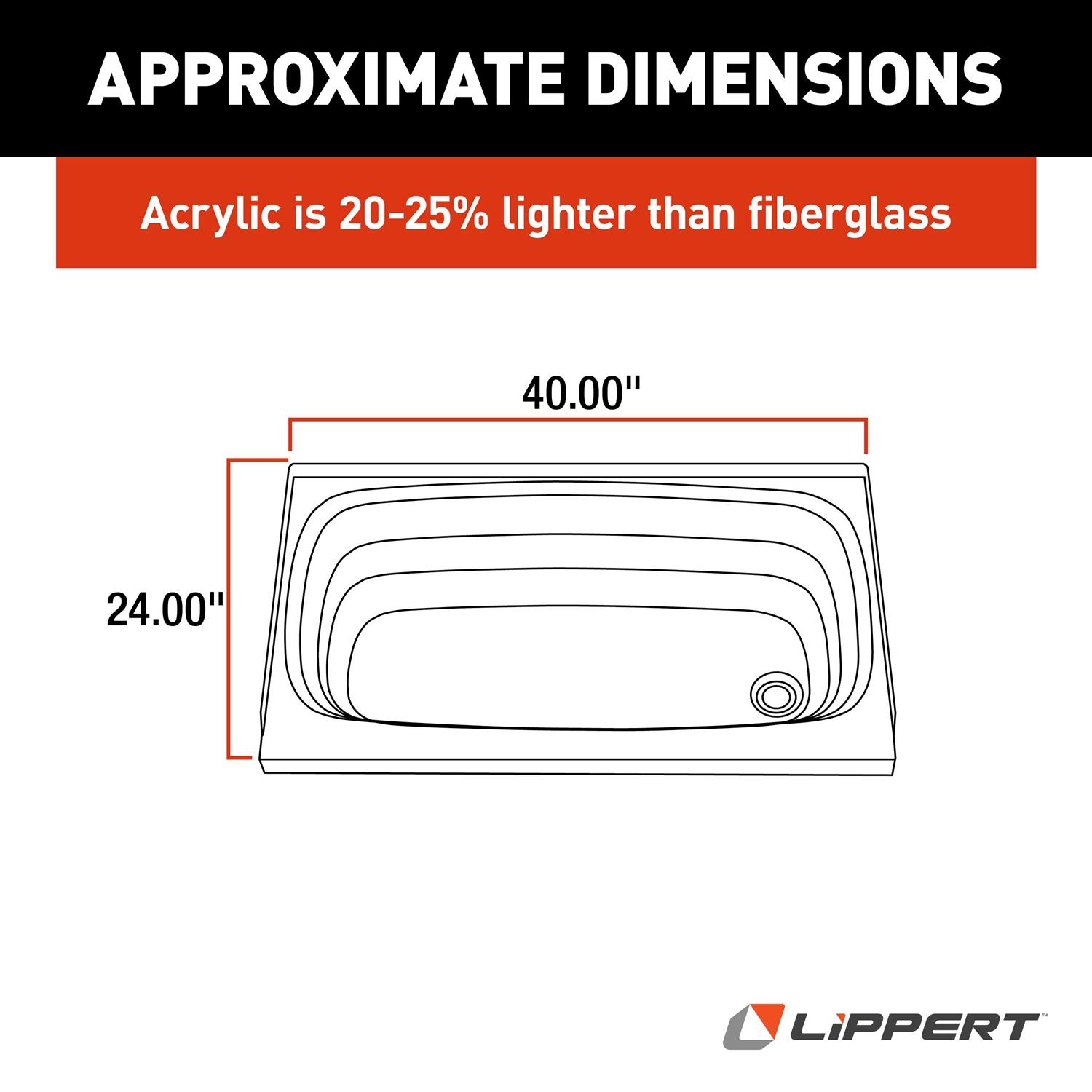 Lippert White-Left Hand Drain - MT - Mrs Treak