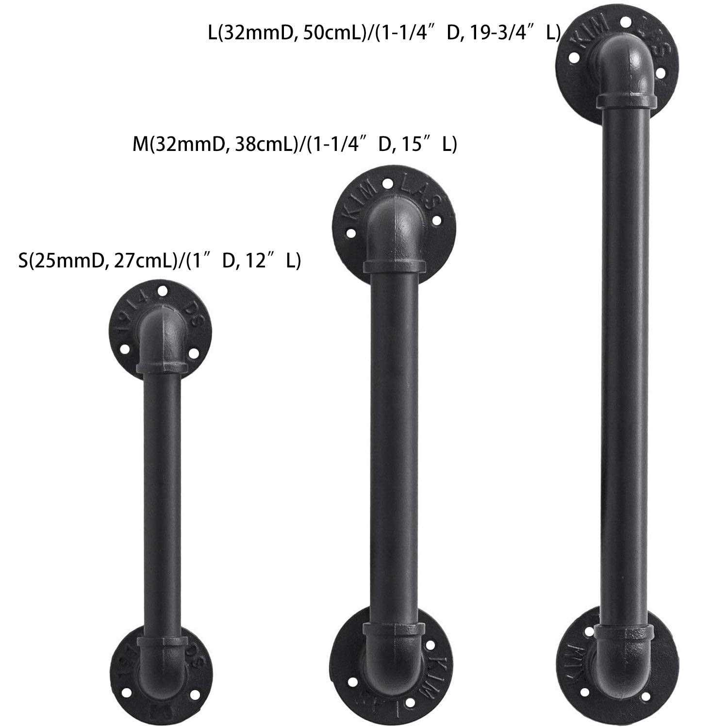 FOYO Set of 2 Industrial Pipe Door Pull Handle Grab Bar - MT - Mrs Treak