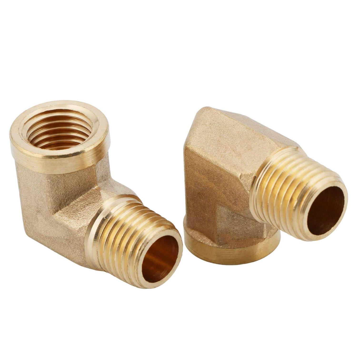 U.S. Solid 2pcs 90 Degree Barstock Street Elbow Brass Pipe Fitting NPT Male Pipe NPT Female - MT - Mrs Treak