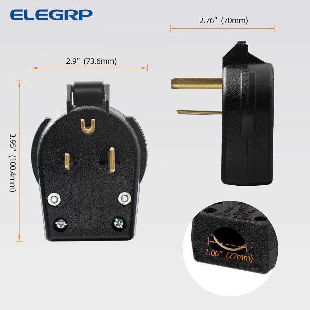 ELEGRP 30 Amp/50 Amp 125/250-Volt 3-Pole/4-Wire NEMA 14-30P/14-50P Grounded Straight Blade Angle Plug - MT - Mrs Treak