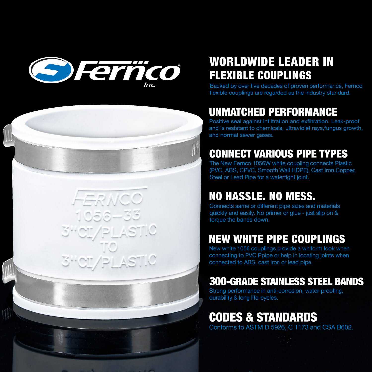 Fernco FLEXIBLE COUPLING P1056-075 - MT - Mrs Treak