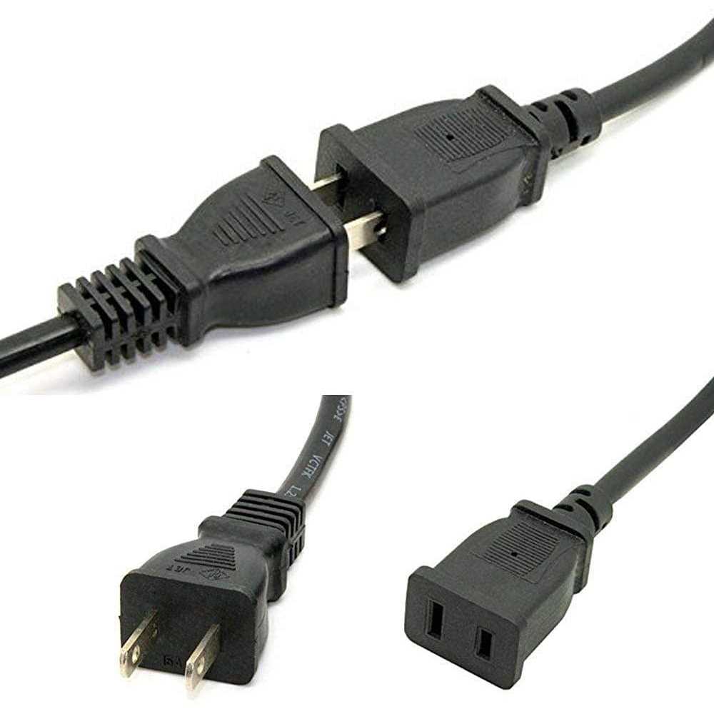 Toptekits USA Outlet Saver Power Extension Cord Cable 125v 10a 2-Prong 2 Outlets for Nema 5-15p to Nema 5-15R,nice Short Little Extension - MT - Mrs Treak
