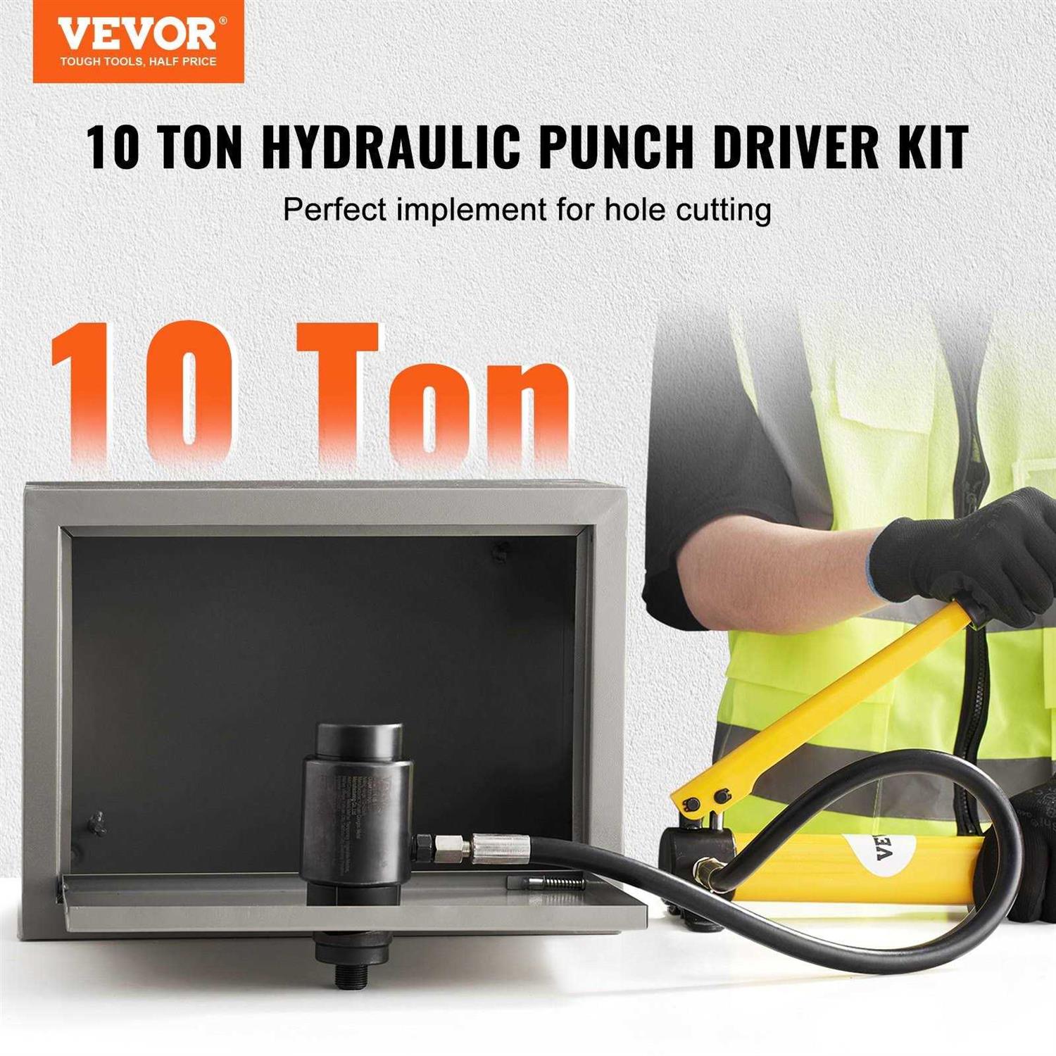 VEVOR 10 Ton Hydraulic Knockout Punch Driver Kit Hole Tool 1/2 - MT - Mrs Treak