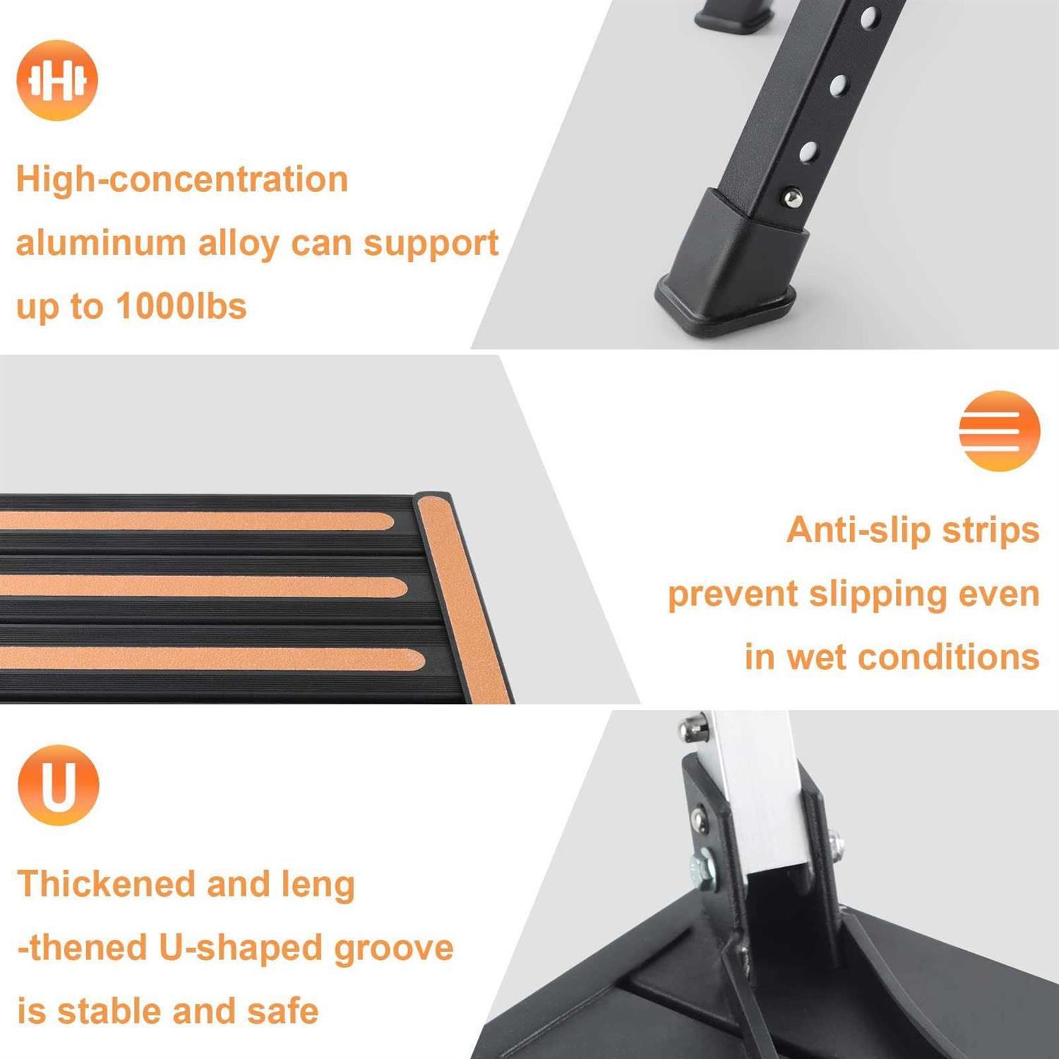 Yagud RV Stool, Adjustable Height Folding Step Stool with Non-slip Surface, Rubber Feet, Handle and Reflective Strips - MT - Mrs Treak