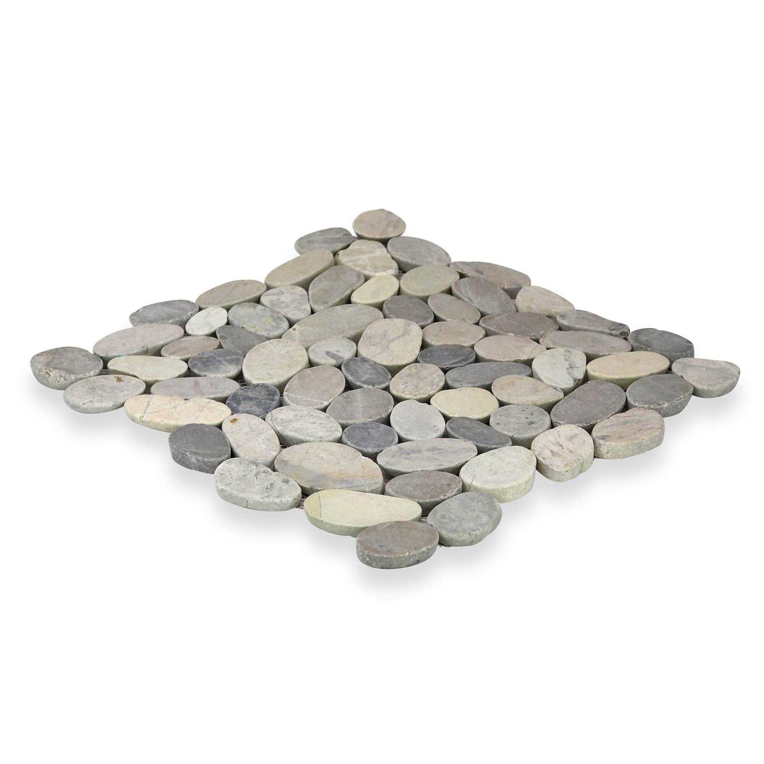 Tile Connection Sliced Pebble Grey 11-1/4 in. x 11-1/4 in. x Mesh-Mounted Mosaic Tile - MT - Mrs Treak