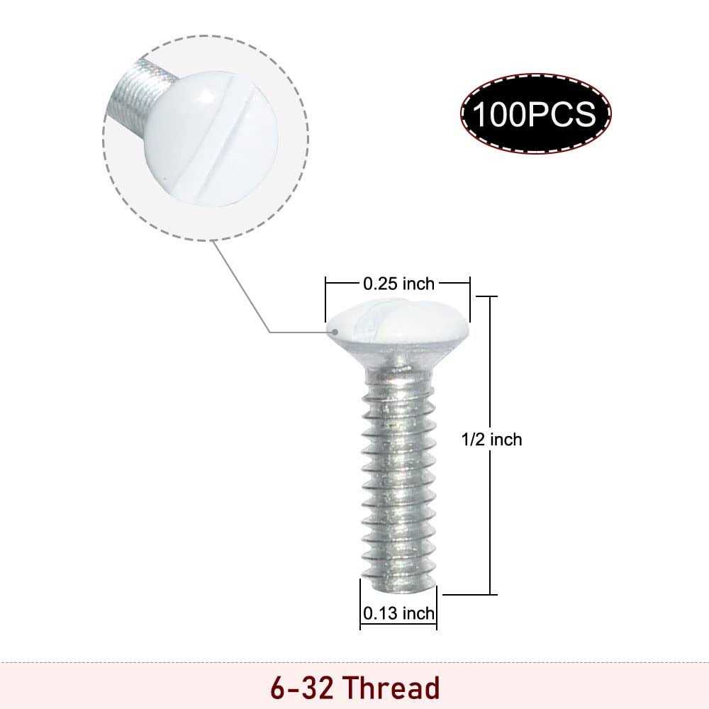 Wall Plate Screws 100 pcs White Outlet Screws Long 6-32 Thread Light Electrical Cover Panel Switch Plate Screws - MT - Mrs Treak