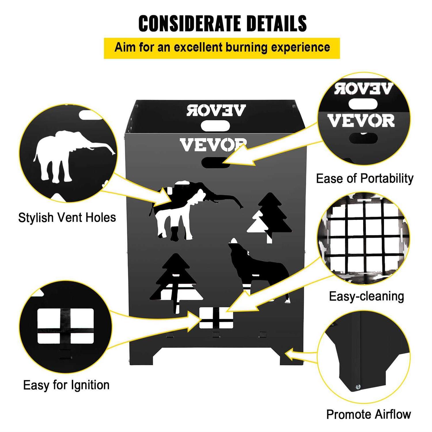 Vevor Burn Barrel Burn Cage, Carbon Steel Cage Incinerator, Incinerator Barrel with Lid and Handle for Outdoors - MT - Mrs Treak