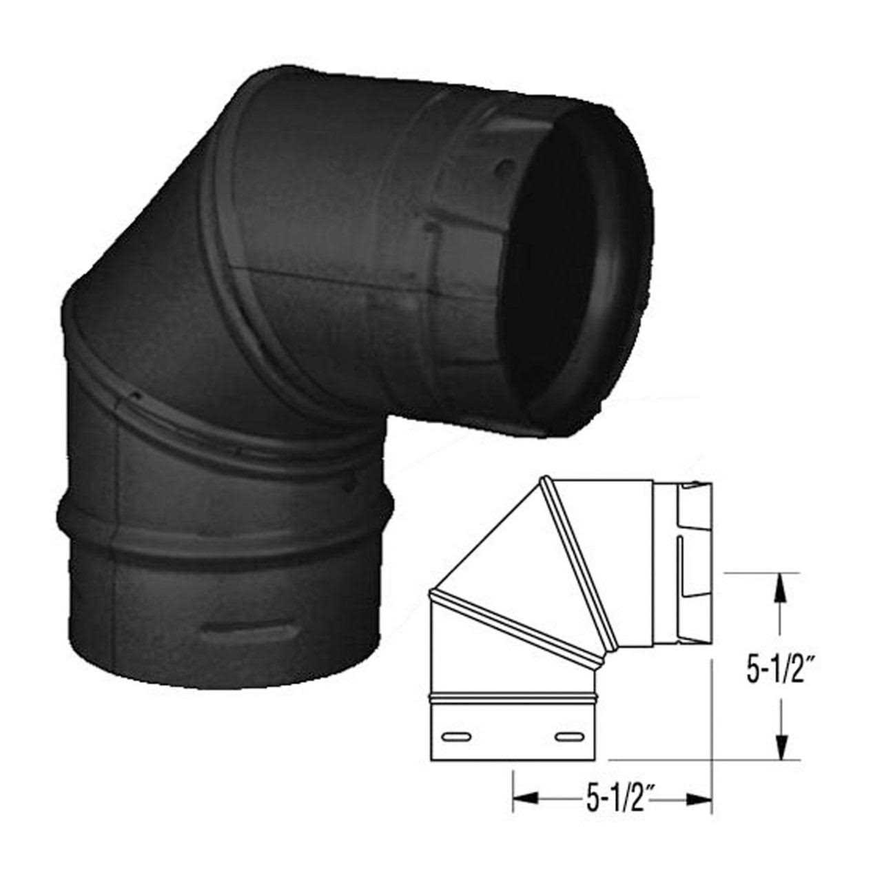 DuraVent 90-Degree DVL Double-Wall Black Elbow 8DVL-E90 - MT - Mrs Treak