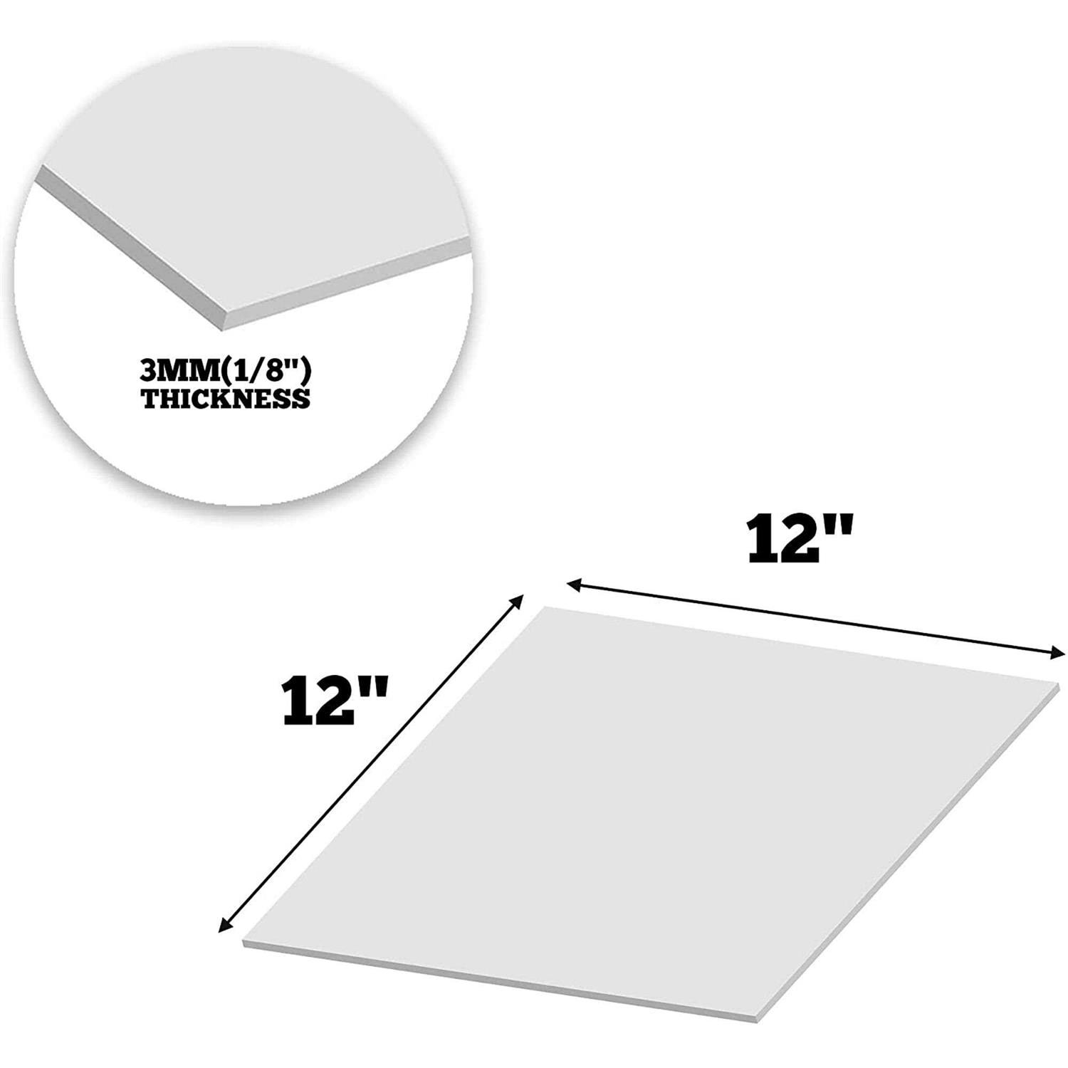 Expanded PVC Sheet Lightweight Rigid Foam 12 x 12 inches White Ideal for Signage, Displays, and Digital/Screen Printing - MT - Mrs Treak