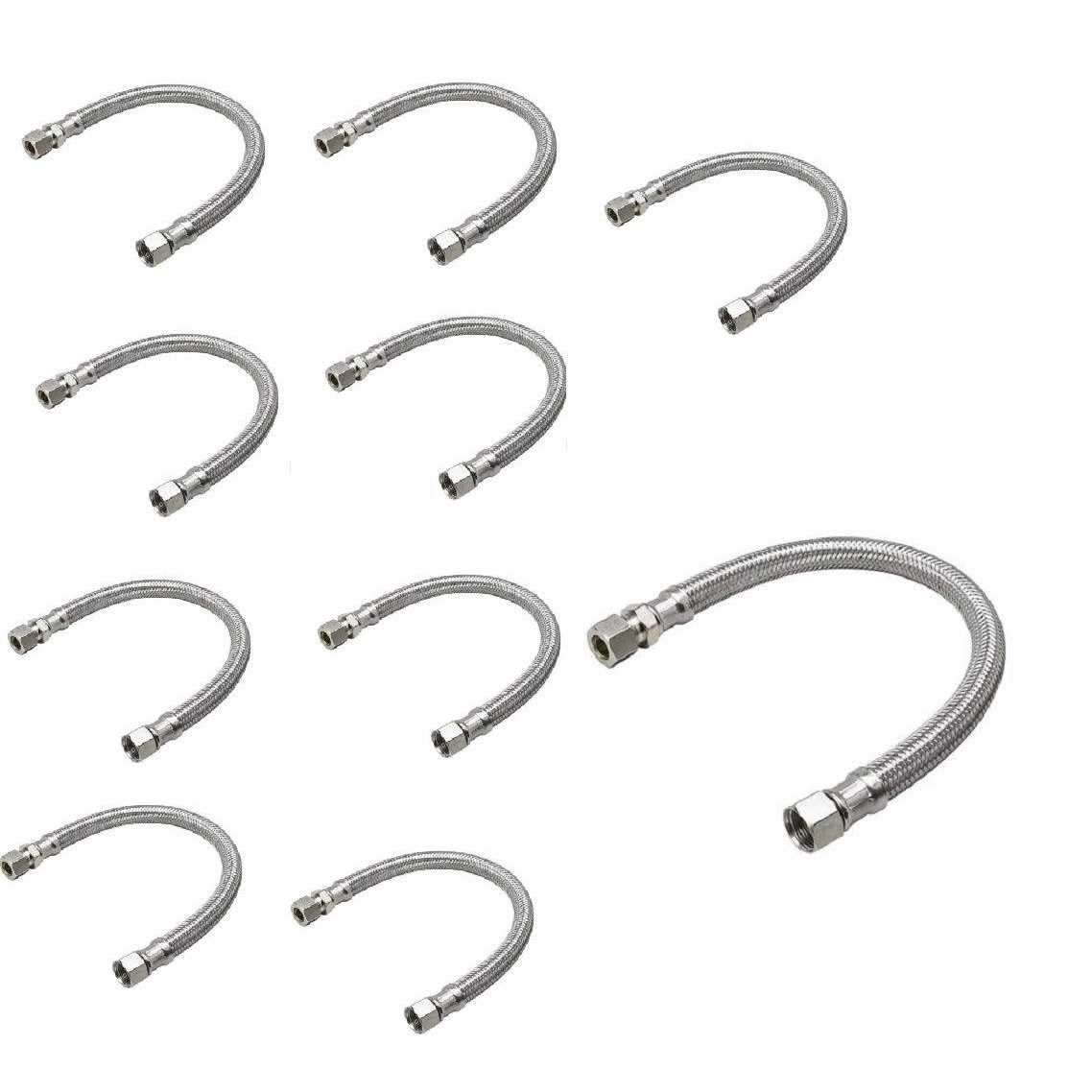 Ez-fluid Leadfree Stainless Steel Dishwasher Hose for Cold/Hot Water Hose connectors Female Comp. x 3/8 Female Comp. x Dishwasher - MT - Mrs Treak