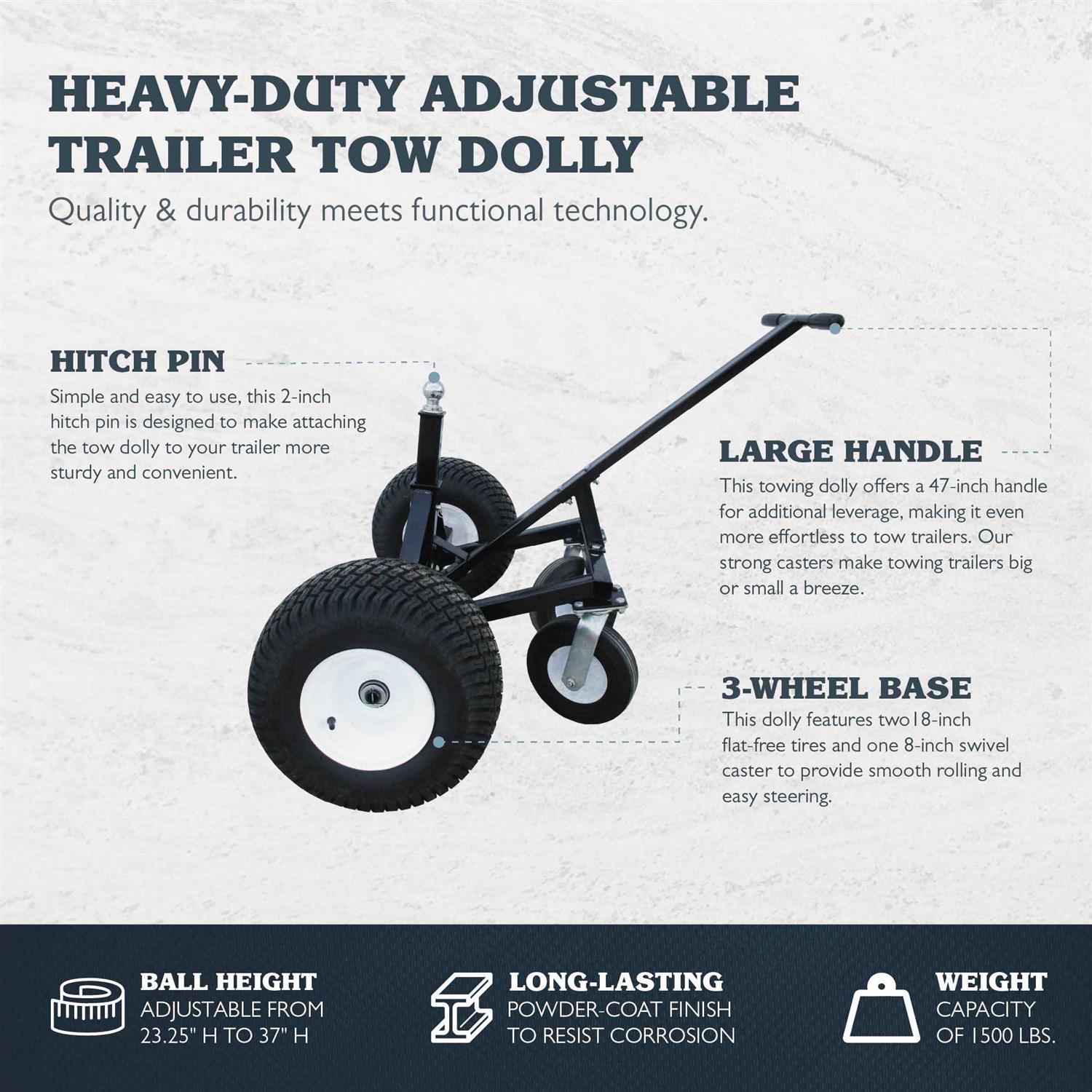 Tow Tuff Heavy-Duty 2-in-1 Adjustable Trailer Dolly TMD-1000CATV - MT - Mrs Treak