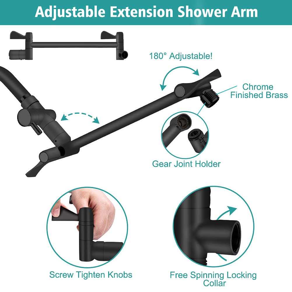 Tudoccy Shower Head 10‘’ High Pressure Rainfall Shower Head/Handheld Shower Combo with 11” Extension Arm - MT - Mrs Treak