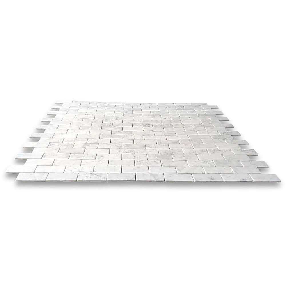 Marble Online Carrara White Marble Subway Mosaic Tile Beveled Raised Angled - MT - Mrs Treak
